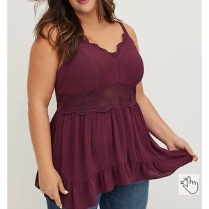 Torrid Size 2 (18/20) Plum Babydoll Lace Cami